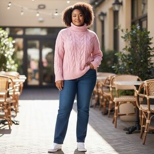 Preswick & Moore Sweater Pink Cable Knit Turtleneck in Size 2X  NWT